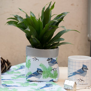 Blue Jay Print Textile Houseplant pot cover - UCSFresh